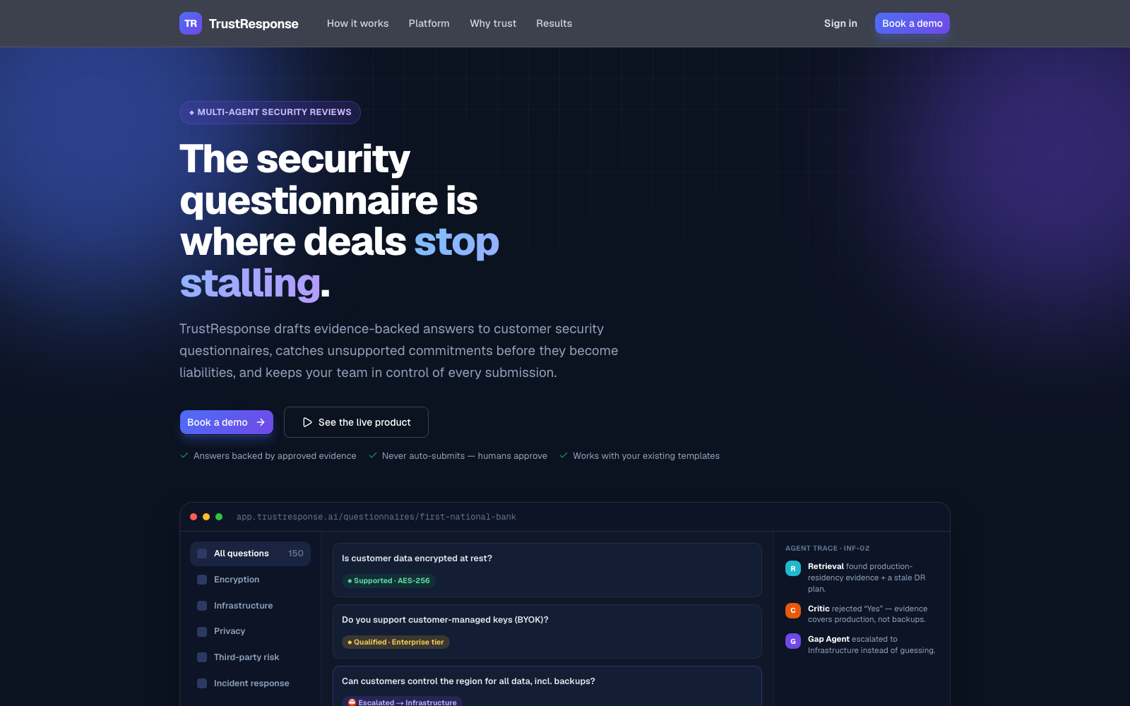 TrustResponse — Governed Multi-Agent Security Review interface